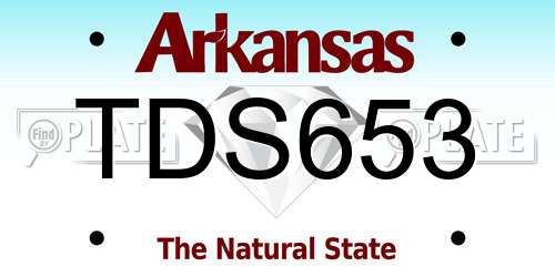 TDS653 Arkansas License Plate