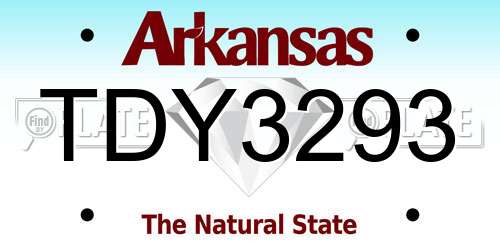 TDY3293 Arkansas License Plate