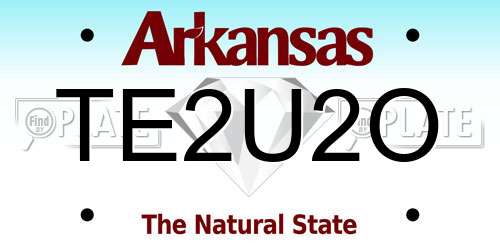 TE2U2O Arkansas License Plate