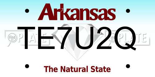 TE7U2Q Arkansas License Plate