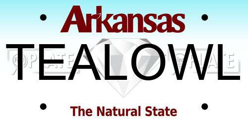 TEALOWL Arkansas License Plate