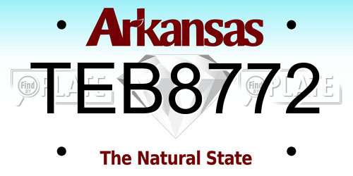 TEB8772 Arkansas License Plate
