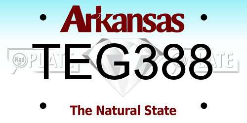 TEG388 Arkansas License Plate