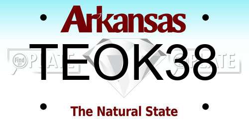TEOK38 Arkansas License Plate