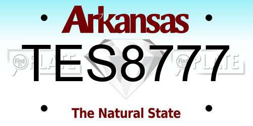 TES8777 Arkansas License Plate