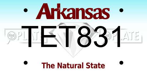 TET831 Arkansas License Plate