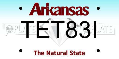 TET83I Arkansas License Plate