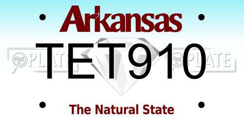 TET910 Arkansas License Plate