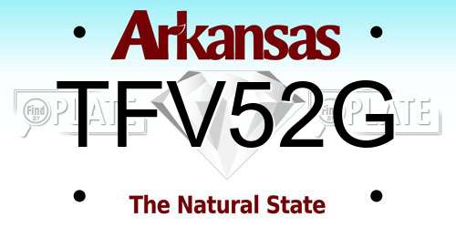 TFV52G Arkansas License Plate