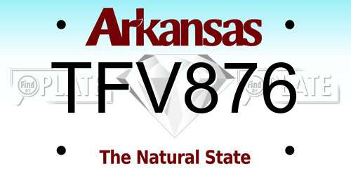 TFV876 Arkansas License Plate