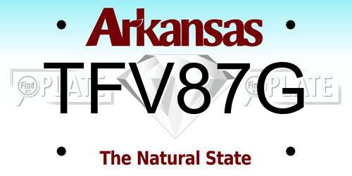 TFV87G Arkansas License Plate