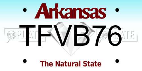 TFVB76 Arkansas License Plate