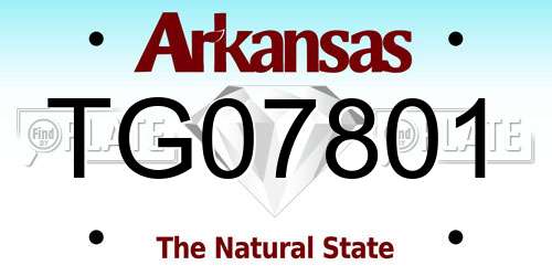 TG07801 Arkansas License Plate