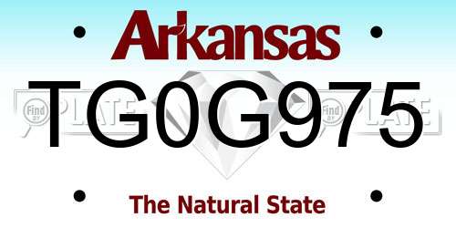 TG0G975 Arkansas License Plate