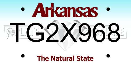 TG2X968 Arkansas License Plate