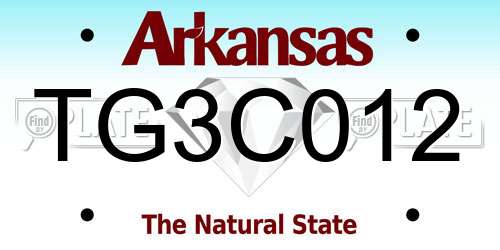 TG3C012 Arkansas License Plate