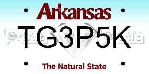 TG3P5K Arkansas License Plate