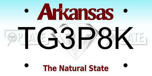 TG3P8K Arkansas License Plate