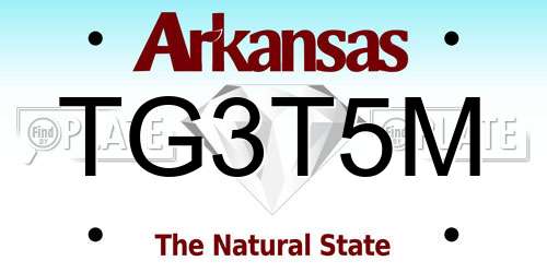 TG3T5M Arkansas License Plate