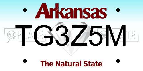 TG3Z5M Arkansas License Plate