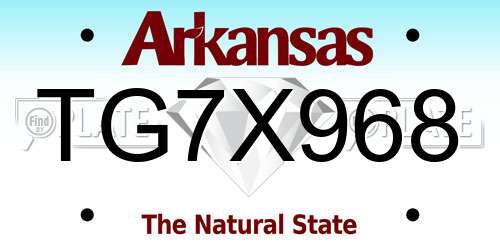 TG7X968 Arkansas License Plate