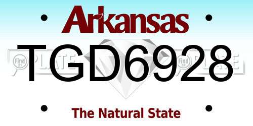 TGD6928 Arkansas License Plate