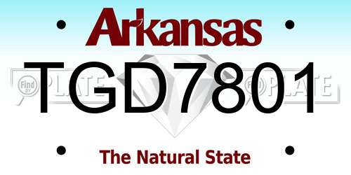 TGD7801 Arkansas License Plate