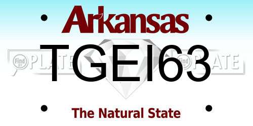 TGEI63 Arkansas License Plate