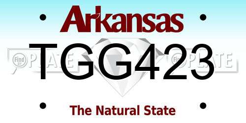 TGG423 Arkansas License Plate