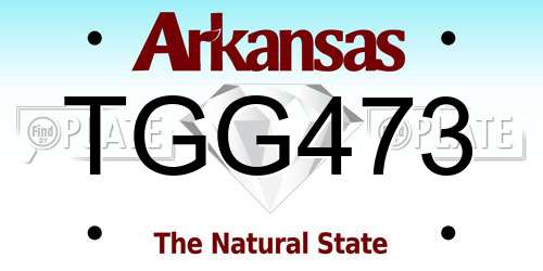 TGG473 Arkansas License Plate