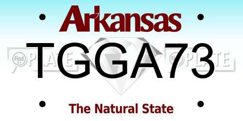 TGGA73 Arkansas License Plate