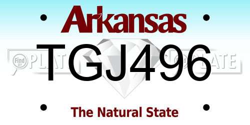 TGJ496 Arkansas License Plate