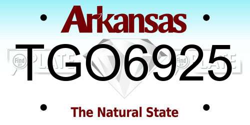 TGO6925 Arkansas License Plate