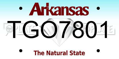 TGO7801 Arkansas License Plate