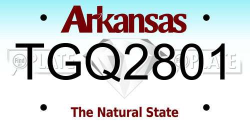 TGQ2801 Arkansas License Plate