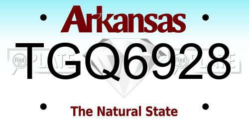 TGQ6928 Arkansas License Plate