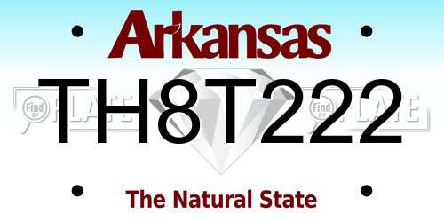 TH8T222 Arkansas License Plate