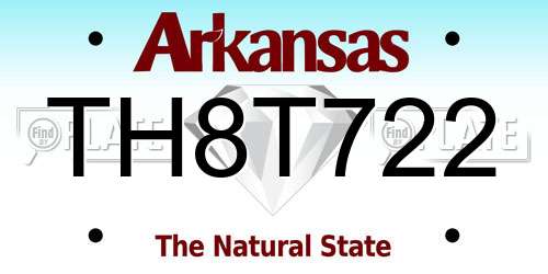 TH8T722 Arkansas License Plate