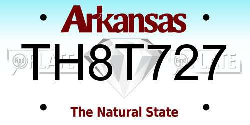 TH8T727 Arkansas License Plate