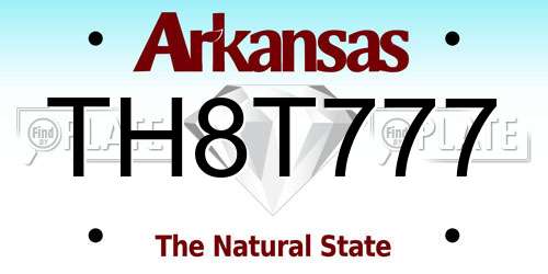 TH8T777 Arkansas License Plate