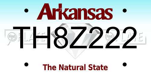 TH8Z222 Arkansas License Plate