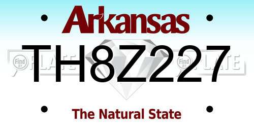 TH8Z227 Arkansas License Plate