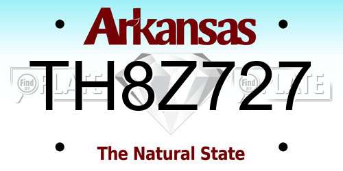 TH8Z727 Arkansas License Plate