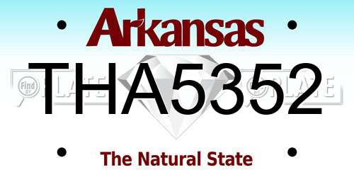 THA5352 Arkansas License Plate