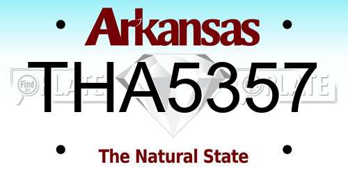 THA5357 Arkansas License Plate