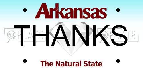 THANKS Arkansas License Plate