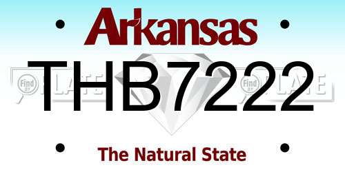 THB7222 Arkansas License Plate