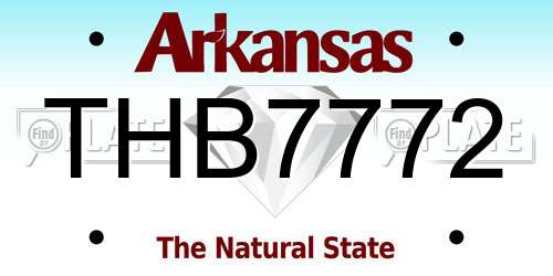 THB7772 Arkansas License Plate