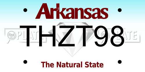 THZT98 Arkansas License Plate