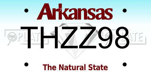 THZZ98 Arkansas License Plate